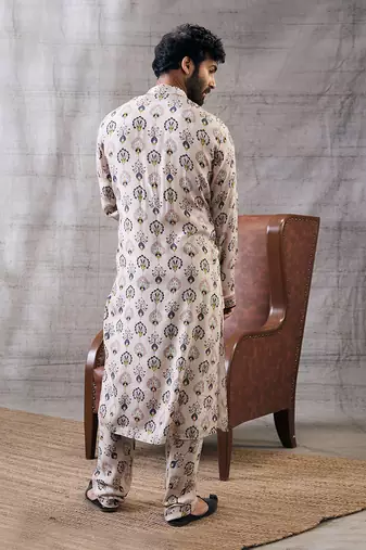 Sarouk Beige Printed Kurta Set