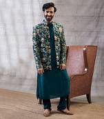 Mehr Green Printed Jacket Set
