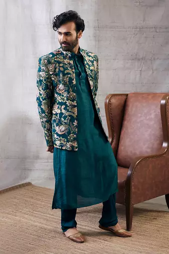 Mehr Green Printed Jacket Set