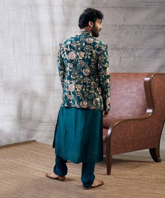Mehr Green Printed Jacket Set 4