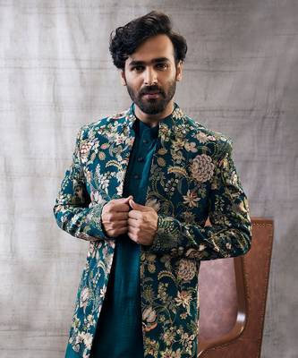 Mehr Green Printed Jacket Set 5