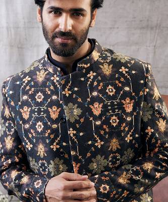 Zahra Black Printed Jacket Set 4