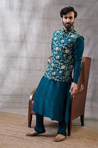 Mehr Green Printed Bundi Set