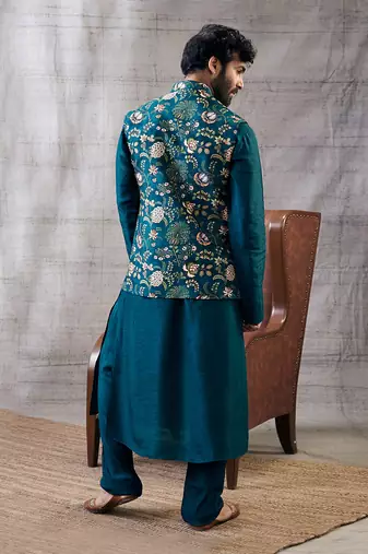 Mehr Green Printed Bundi Set