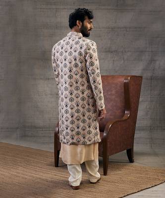 Sarouk Beige Printed Sherwani Set 5