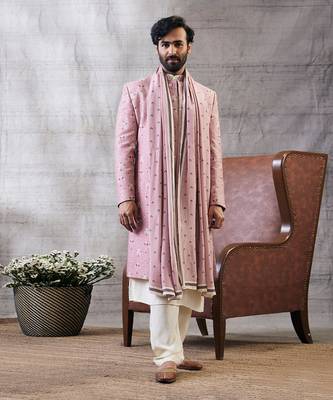 Sarouk Pink Printed Sherwani Set 1