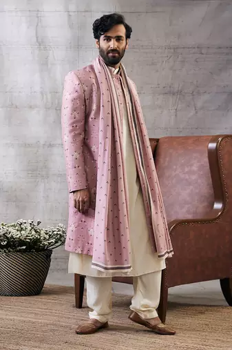 Sarouk Pink Printed Sherwani Set