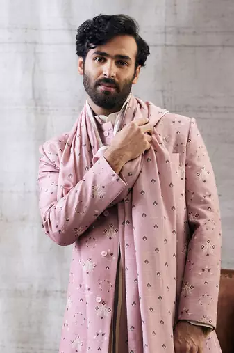 Sarouk Pink Printed Sherwani Set