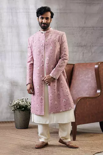 Sarouk Pink Printed Sherwani Set