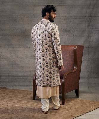 Sarouk Beige Printed Sherwani Set 3