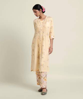 Butter Smocked Kurta Set 1