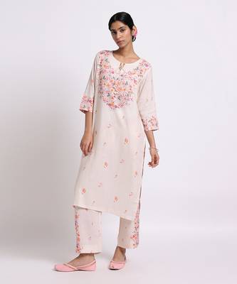 Cream Romance Kurta Set 3