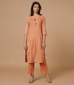 Burnished Red Linen Kurta Set