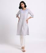 Grey Medley Embroidered Kurta