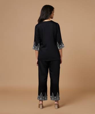 Black Ecovero Embroidered Co-ord Set 2