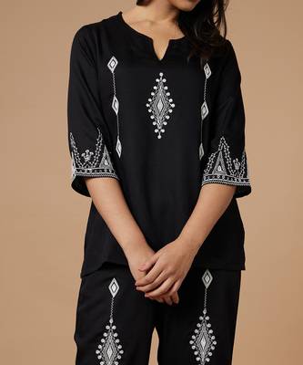 Black Ecovero Embroidered Co-ord Set 3