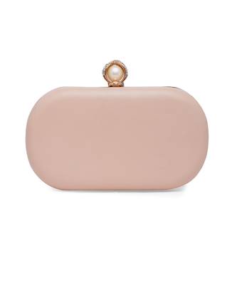 Pink Stonework Embroidered Pure Leather Clutch 4