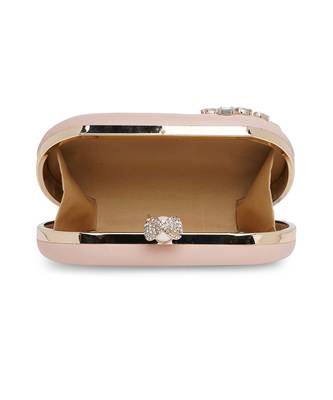 Pink Stonework Embroidered Pure Leather Clutch 6