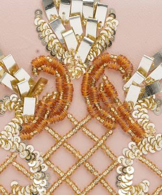 Pink And Gold Embroidered Pure Leather Clutch 8