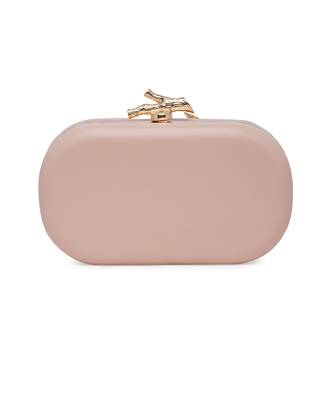 Gold And Pink Embroidered Pure Leather Clutch 4