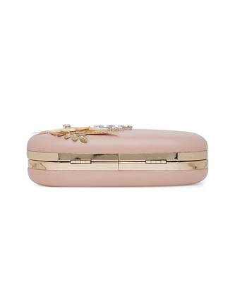 Gold And Pink Embroidered Pure Leather Clutch 5
