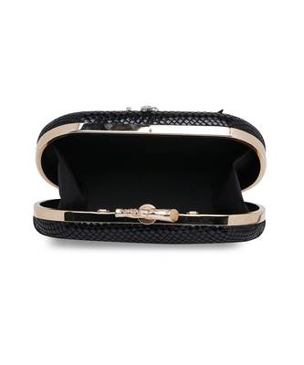 Black Leather Hand Embroidered Clutch 7