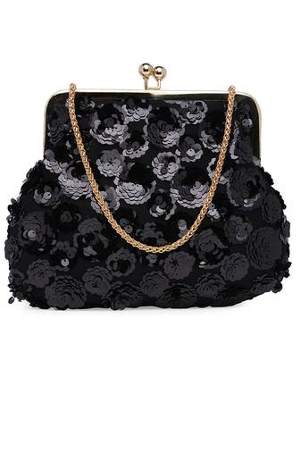 Black Sequence Pouch Clutch