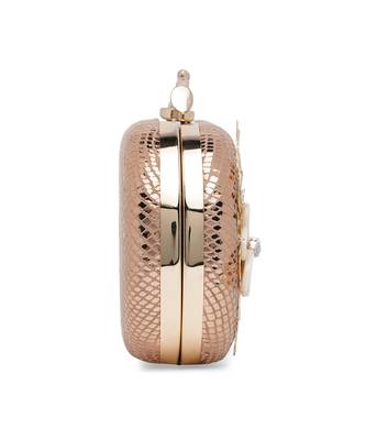 Gold Leather Hand Embroidered Clutch 4