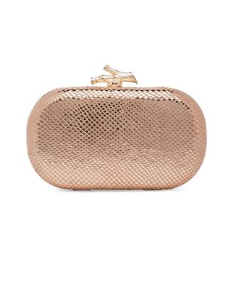 Gold Leather Hand Embroidered Clutch 5