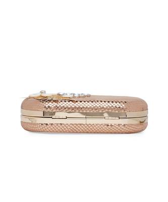 Gold Leather Hand Embroidered Clutch 6