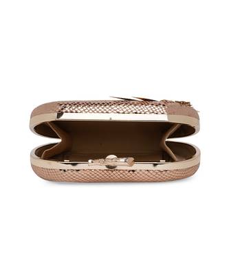 Gold Leather Hand Embroidered Clutch 7