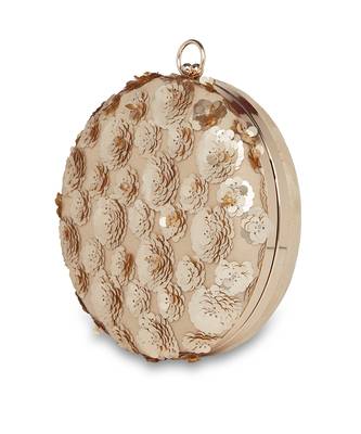 Gold Flowers Round Clutch 4