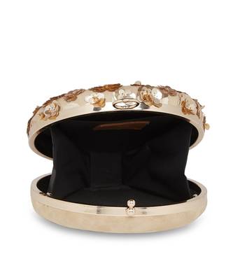 Gold Flowers Round Clutch 8
