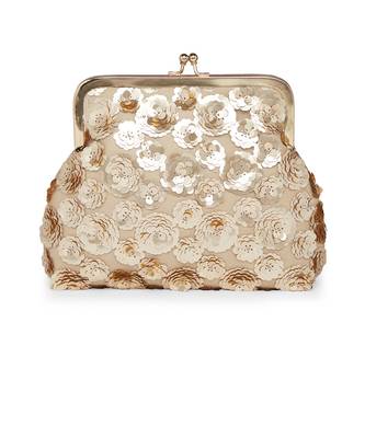 Gold Flowers Pouch Clutch 1