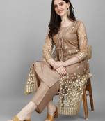 Women's Zari And Foil Printed Ethnic Jacket With Kurta Set (MAK39KOTI)