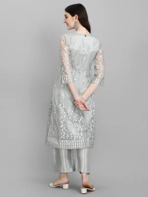 Women's Zari And Foil Printed Kurti And Pant With Ethnic Jacket (MAK39KOTI) 2