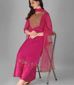 Women's Embroidered Sequine Work Kurta and Palaazo Set With Net Dupatta (MAK43SEQUIN)