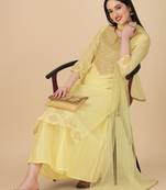 Women's Embroidered Chanderi Cotton Kurta And Palazzo Pant With Net Dupatta (MAK43SEQUIN)