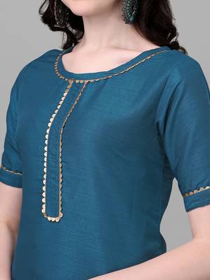 Women's Silk Blend Kurta And Palazzo Set With Embroidered Net Dupatta (MAK46SEQUINED) 4