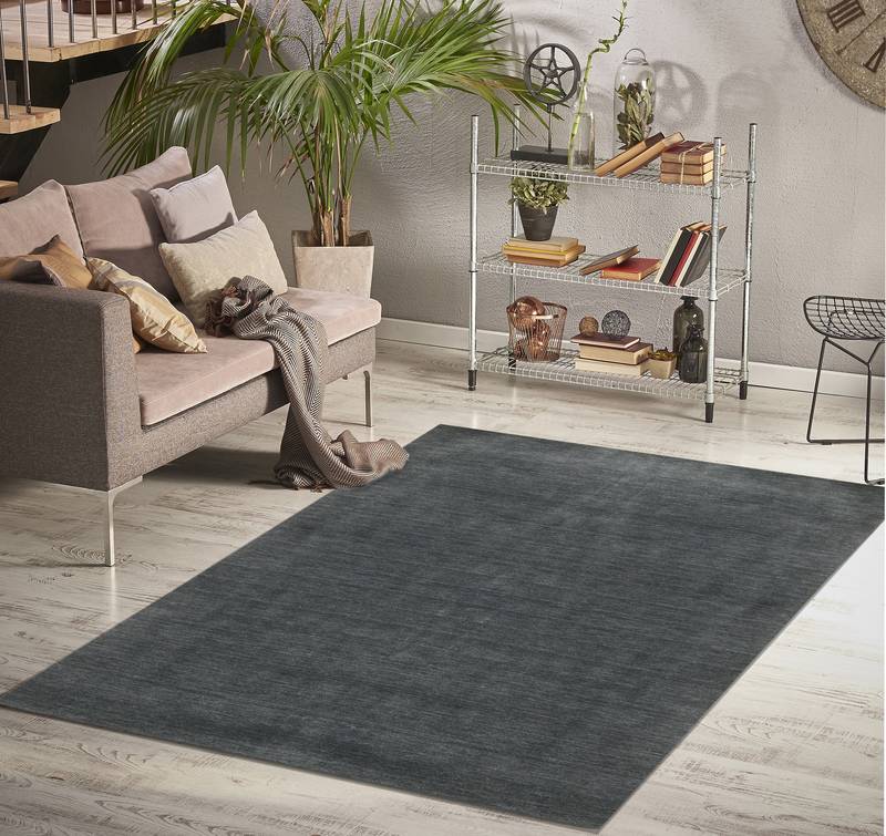 Dark Gray Wool Arizona 3X5 Feet  Hand-Woven Carpet- Rug by Saraswati Global