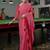 Red printed pure georgette saree with blouse