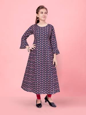 Blue printed cotton kids-tops 1