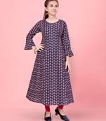 Blue printed cotton kids-tops