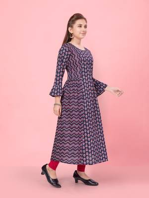 Blue printed cotton kids-tops 3