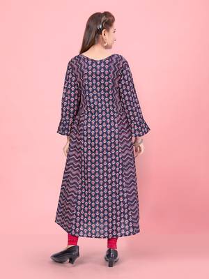 Blue printed cotton kids-tops 4