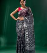 Grey Cotton Silk Handwoven Soft Jamdani Saree Without Blouse