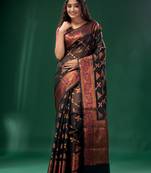 Bottle Green Cotton Silk saree with woven design