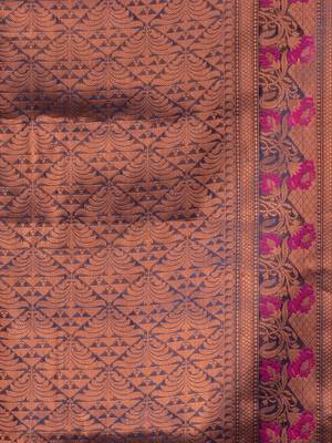 Navy Blue Cotton Silk saree with woven design 5