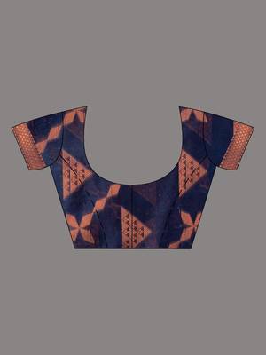 Navy Blue Cotton Silk saree with woven design 6