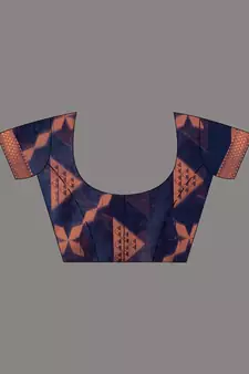 Navy Blue Cotton Silk saree with woven design
